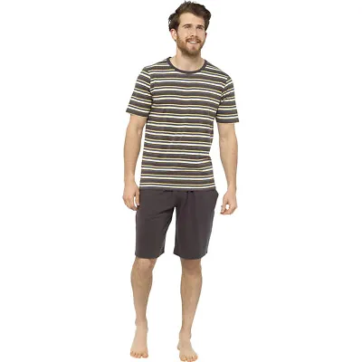 Mens Shorts & TOP Pyjama Set Jersey Striped Lounge Night Beach Wear Summer HT109 • £14.24