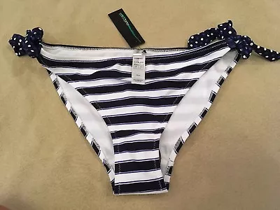 Marie Meili Swimsuit Bikini Bottom Large Womens Navy Ink Stripe NWT • £14.69