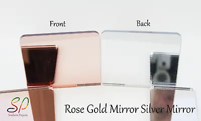 Double Sided Rose Gold Mirror With Silver Mirror Back 3mm  Acrylic Mirror • £6.53