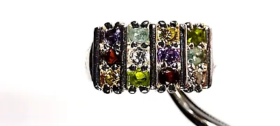 Sz 8+ DESIGNER CHARLES WINSTON CW 925 MULTI COLOR STERLING SILVER RING • $39.99