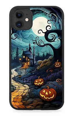 Halloween Woods Rubber Phone Case Pumpkin Haunted House Mansion Full Moon DA60 • £15.90