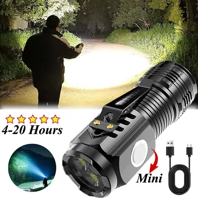 Super Bright Mini LED Flashlight Keychain Pocket Magnetic Torch-USB-Rechargeable • $10.99