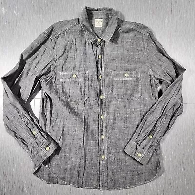 J Crew Mens Shirt XL Gray Chambray Light Thin Business Casual Spring Button Down • $26