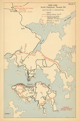 $72.72 • Buy Hong Kong, British Dispositions, December 1941 1957 Old Vintage Map Plan Chart