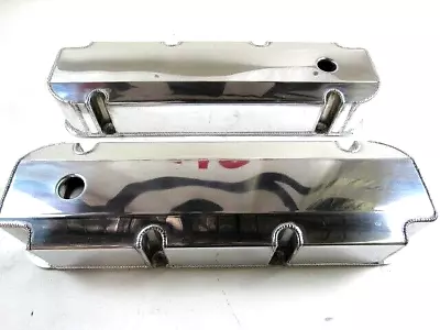 BBF Ford 429-460 Fabricated Aluminum Valve Covers W/ Hole Polished E41363P • $124.99