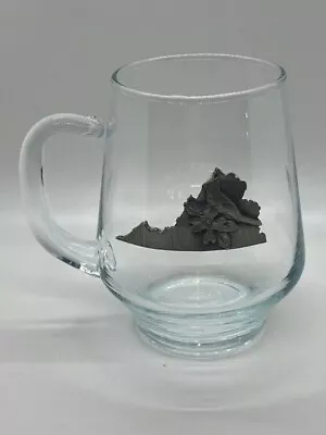 Clear Glass Mug With Pewter Cardinal Emblem – Virginia - Shelf • $9.99