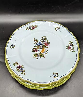 Set/3 P.V. Italy Hand Painted Ceramic Plates Blue Flower Floral 8.5  Salad • $31.99