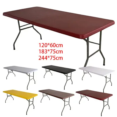 Rectangular Waterproof Tablecloth Elastic Edged Fitted Table Top Cover Cloth • $21.33