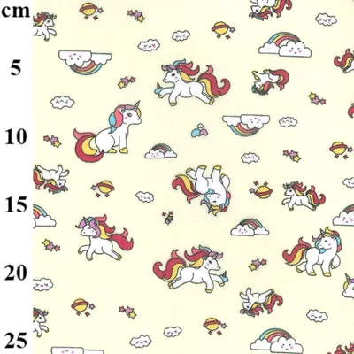 Polycotton Fabric Pony Unicorns Clouds Stars Rainbows • £3.40