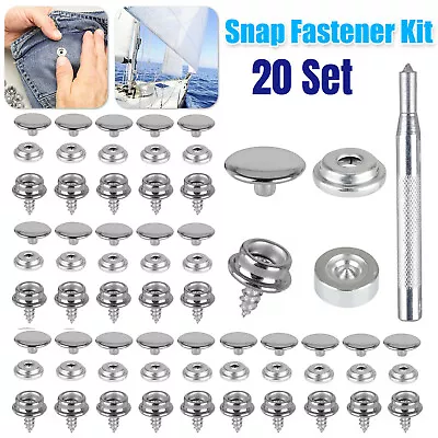 20 Set 15mm Fastener Snap Press Stud Cap Button Tool Kit For Marine Boat Canvas • $10.48