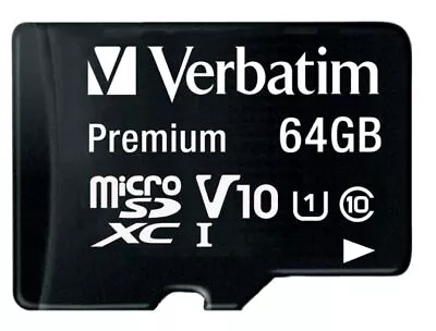 VERBATIM - Premium U1 MicroSDXC Memory Card & SD Adaptor 64GB • $60.45