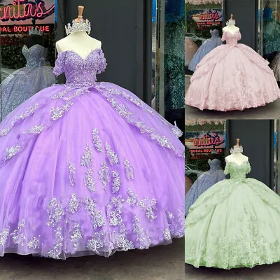 Princess Quinceanera Dresses Off The Shoulder Pageant Party Ball Gowns Sweet 15 • $149.39