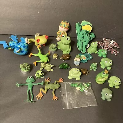 Lot Of 30 Plastic Stuffed Ceramic Frog Figures Figurines Mixed Lot • $18