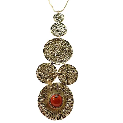 HAGIT GORALI Sterling Silver ISRAEL HG Textured Circles Pendant Necklace • $185