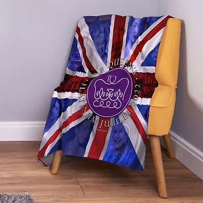 Platinum Jubilee - A Look Back In Time - Soft Fleece Throw Blanket • £33.99