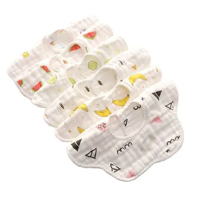 Muslin Baby Bibs Neck Baby Bibs100% Cotton Soft Feeling Infant Newborn Pack Of 6 • $13.90