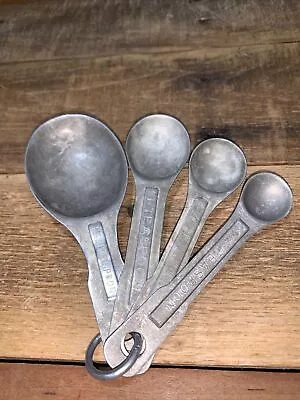 Vintage Set Of 4 US Standard Aluminum Measuring Spoons Original O-Ring 4 1/2  • $4.79