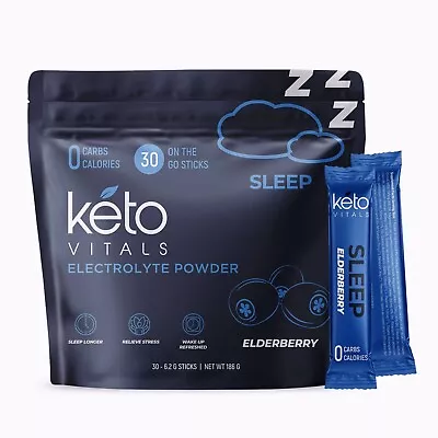 Keto Vitals Sleep Drink Electrolyte Sleep Powder Packets - - Elderberry 30 Ct. • $29.99