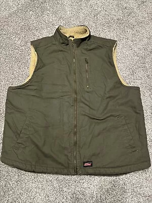 Dickies Vest Mens 2Xl Green Sherpa Lined Canvas Full Zip American Workwear • $29.99