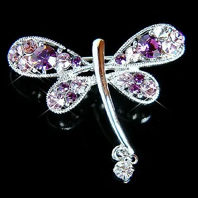 £42.46 • Buy Purple DRAGONFLY~ Made With Swarovski Crystal Classic Bridal Wedding Pin Brooch