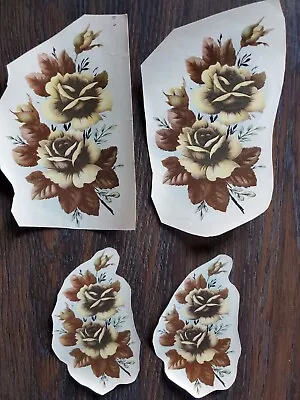 Vintage Rose Flower Decals For Ceramics Lot Of 4 2 Of Each 5  And 7  • $6.95