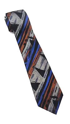 LUCIANO SOPRANI 100% Silk Necktie VTG Italian Designer GEOMETRIC Multicolor EUC • $9.75