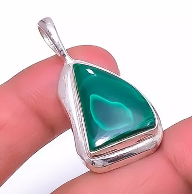 Natural Malachite Pendant 925 Solid Sterling Silver Jewelry For Girls 1.56  • $12.99