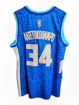 Milwaukee Bucks #34 Giannis Antetokounmpo Jersey City Edition Medium Fast Ship • $49.99