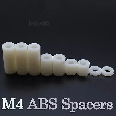 £2.99 • Buy M4 4mm WHITE ABS Plastic SPACER STANDOFF THICK Round NYLON Washers