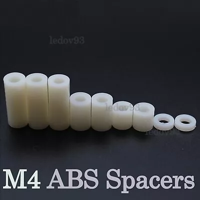 M4 4mm WHITE ABS Plastic SPACER STANDOFF THICK Round NYLON Washers • £3.84