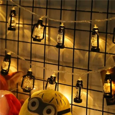 20 Led Black Lantern String Lights Mini Kerosene Lamp For Indoor Outdoor Party • $8.21