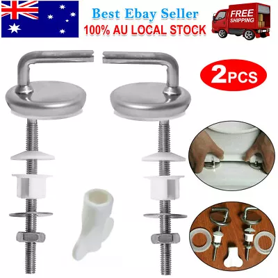 2pcs Toilet Seat Hinges Release Fitting Stainless Back To Wall Bathroom Quick OZ • $17.95
