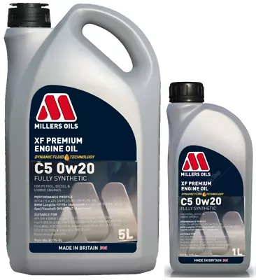 £15.47 • Buy Millers Oils XF Premium 0W20 C5 C6 Fully Synthetic Engine Oil, STJLR515122