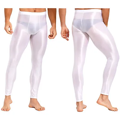 US Men's Glossy Compression Pants Quick-drying Tights Trousers Workout Bottoms • $12.06
