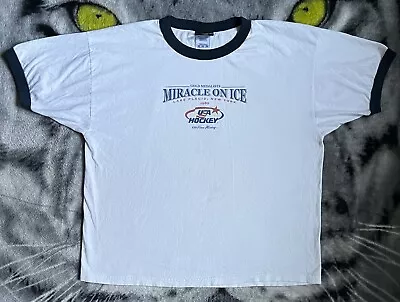 Rare Vintage 1980 Winter Olympics Miracle On Ice Hockey Game Shirt Sz 2xl • $45