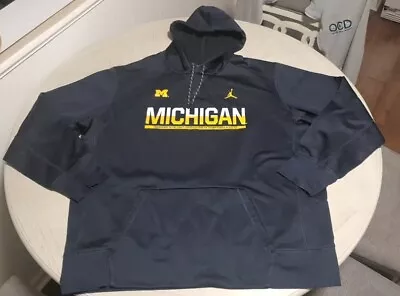 Nike Jordan Brand Michigan Wolverines Football Hoodie Blue Therma Fit Sz XXL • $45