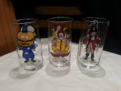 VINTAGE 1970'S McDONALDS CHARACTER COLLECTOR SERIES GLASSES - SET OF 3 • $34.99