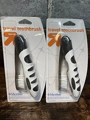 2 Black Up&up Travel Toothbrush With Microban Technology 2 Pack Fold Into Compac • $11.99