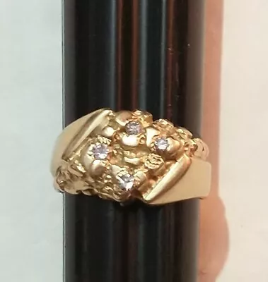 Vintage Diamonds In 14K Nugget Style Ring Size 9.75 • $630