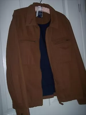 Men's Brown Denim Zip Up Jacket Size M • $12