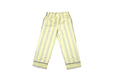 GANNI Bergamot Silk Pants Cropped Pajama Trousers Vanilla Ice Yellow Cream 38 M • $57