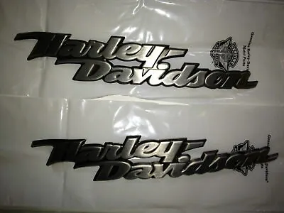 Genuine Harley Heritage Fuel Gas Tank Set Emblems Badges Brushed Aluminum OEM • $202.25