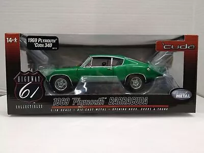 Highway 61 #50715 1969 Plymouth Barracuda 1/18 Scale Diecast Model - Rallve Gree • $109.99