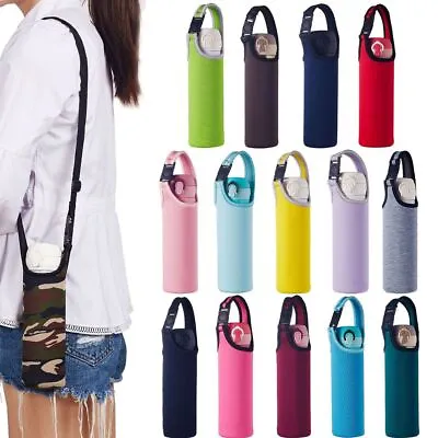 $4.87 • Buy Water Bottle Cover Bag Neoprene Water Pouch Holder Shoulder Strap Cup Sleeve