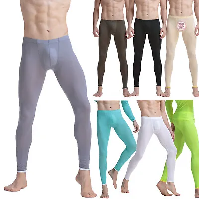 Men's See Through Mesh Pajama Pants Long Underwear Long Johns Trousers Leggings • $13.85