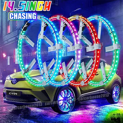 14.5  LED Wheel Ring Rim Lights RGB Chasing Turn Signal Bluetooth For 17.5'' Car • $79.99