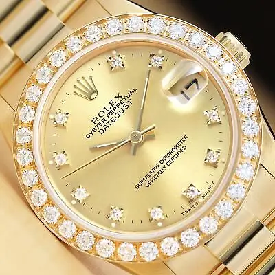 Rolex President 68278 Factory Diamond Dial 1.5 Ct Bezel 18k Yellow Gold Watch • $16150