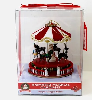 Mr Christmas Animated Musical Carousel Plays  Jingle Bells  Wind Up Decoration • $20.95