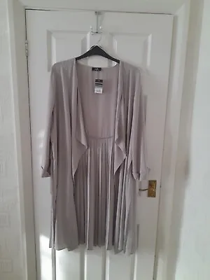 Wallis Oyster Grey  Plus Size Pleated Longline Open Front Women Blazer Size 20 • £28