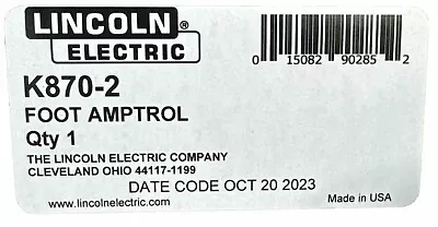 Lincoln Electric K870-2 Foot Amptrol 25 Ft. (7.6m) (12 Pin) WELDING AMPTROL • $698.88